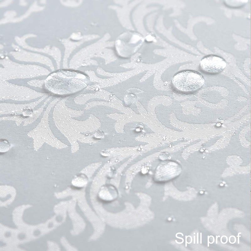 SASTYBALE Rectangle Table Cloth - 60 x 84 Inch White Jacquard Tablecloths Damask Design Spillproof Wrinkle Resistant Shrinkproof Soft Tablecloth Polyester Oblong Table Cover for Kitchen Dinning Party Tabletop - Image 5